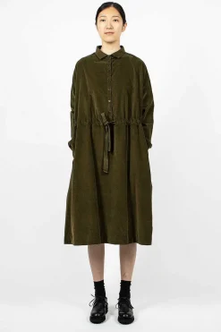 Album di Famiglia 31_195 Collar Drawstring Dress Olive| Dresses