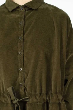 Album di Famiglia 31_195 Collar Drawstring Dress Olive| Dresses