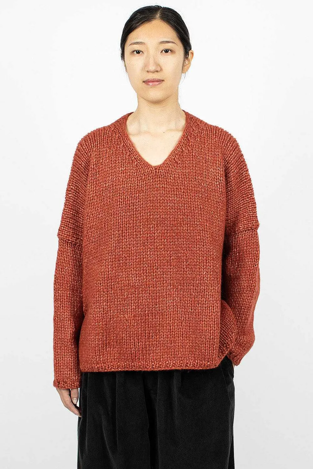 Album di Famiglia 40_212 Oversized V-Neck Red| Knitwear