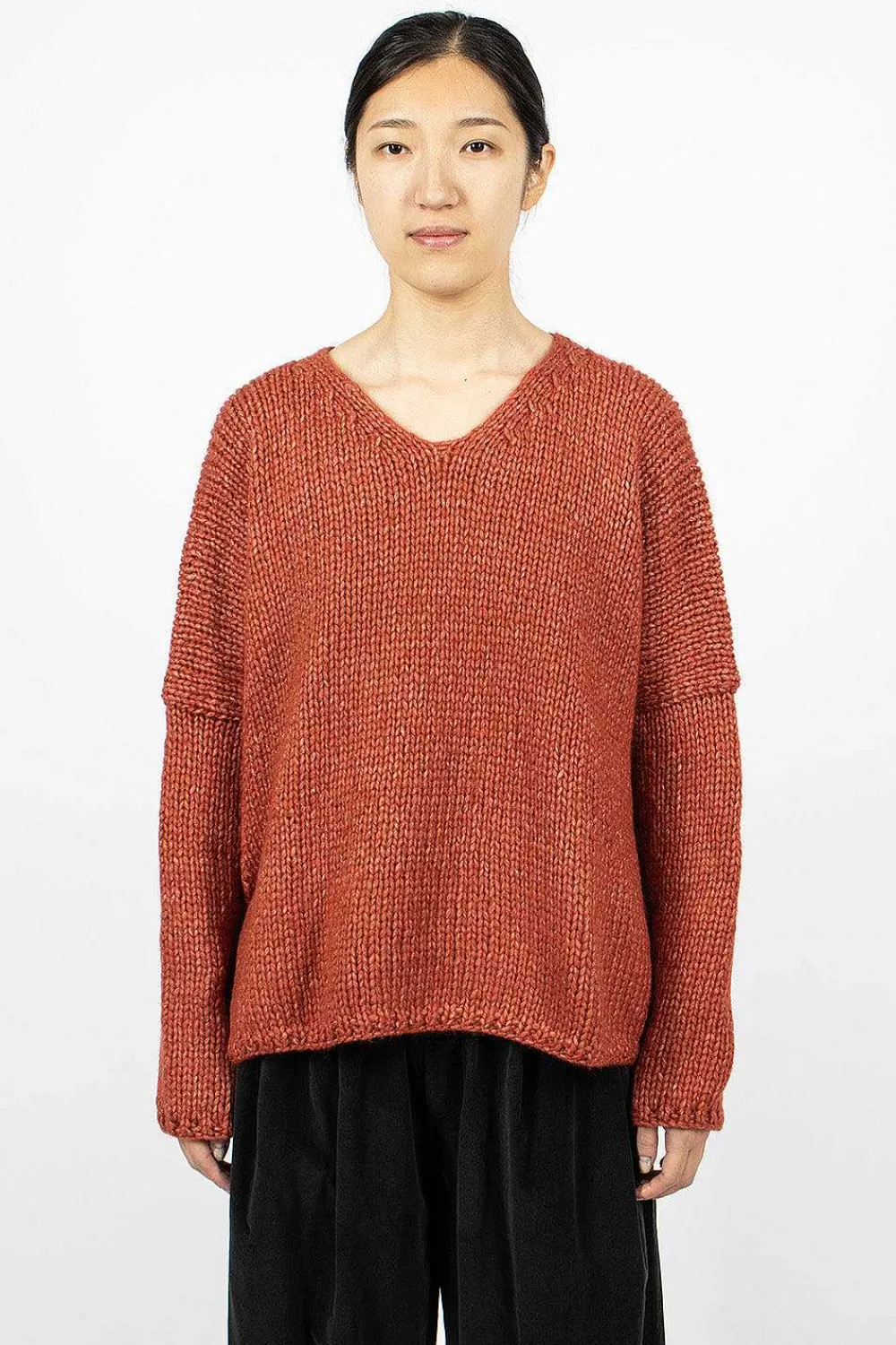 Album di Famiglia 40_212 Oversized V-Neck Red| Knitwear