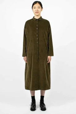 Album di Famiglia 31_198 Velvet Collar Dress Olive| Dresses