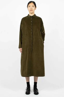 Album di Famiglia 31_198 Velvet Collar Dress Olive| Dresses