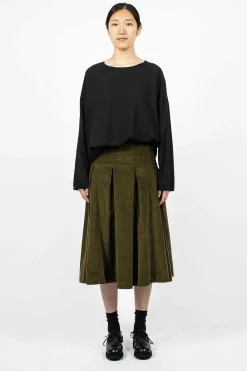 Album di Famiglia 3293 Velvet Skirt Olive| Skirts