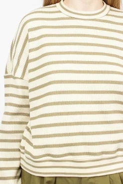 YMC Almost Grown Sweatshirt Olive/Ecru| Tops