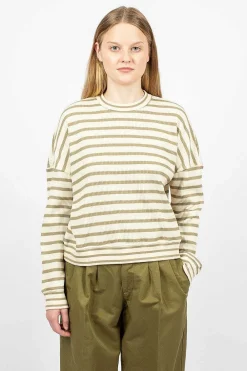 YMC Almost Grown Sweatshirt Olive/Ecru| Tops