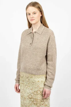 Acne Studios Alpaca Polo Mushroom Beige| Tops