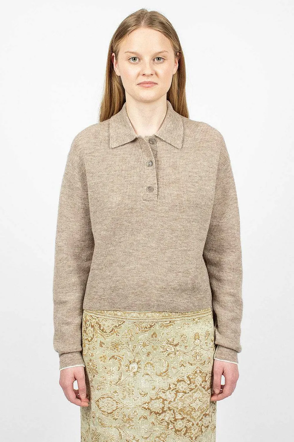 Acne Studios Alpaca Polo Mushroom Beige| Tops