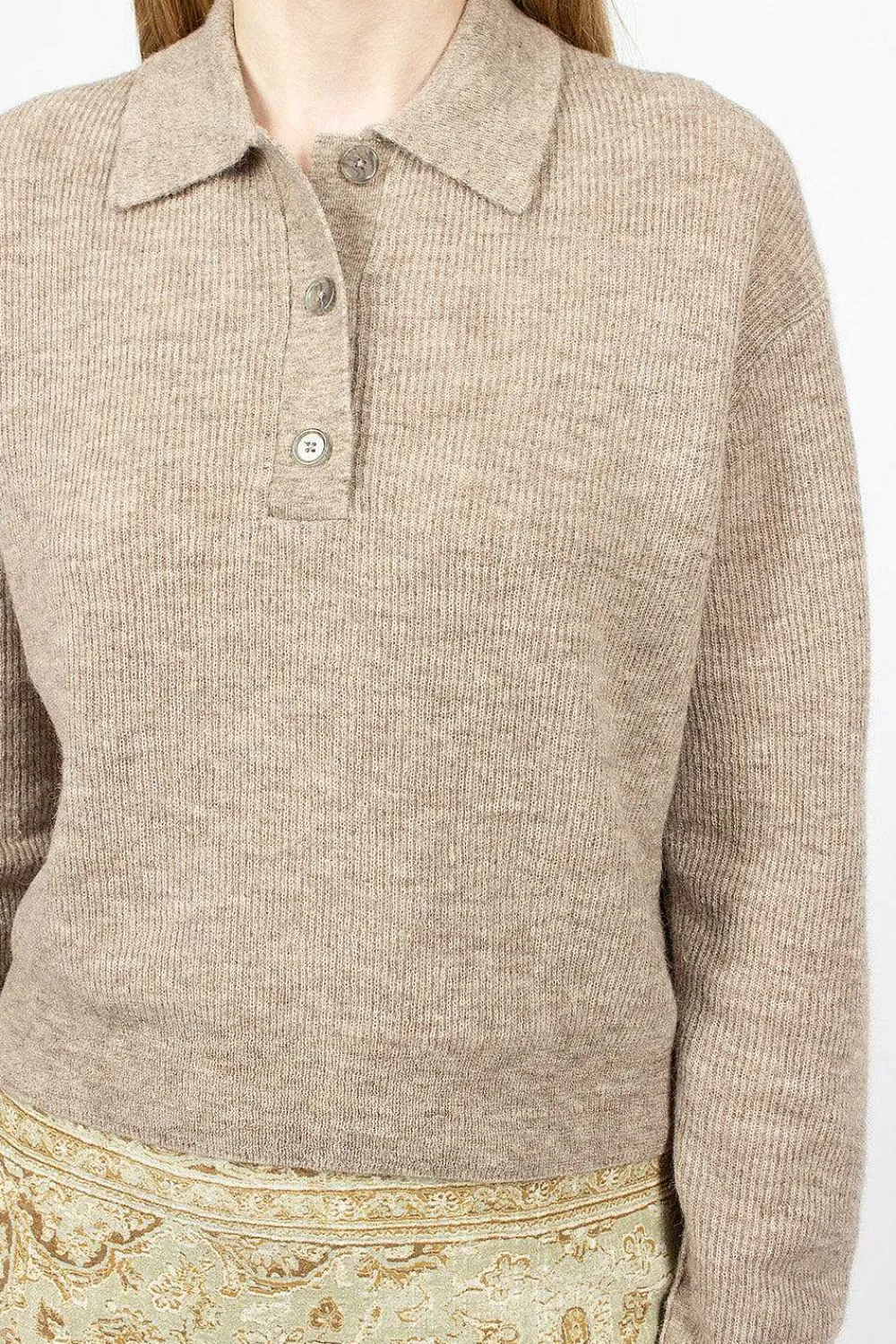 Acne Studios Alpaca Polo Mushroom Beige| Tops