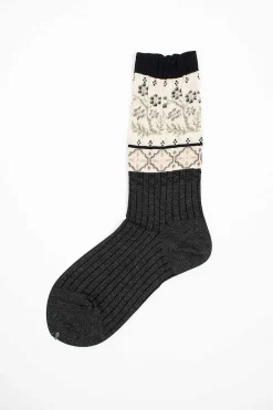 Antipast Am-770 Floral Mosaic Socks Charcoal| Tights & Socks