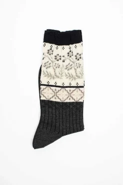 Antipast Am-770 Floral Mosaic Socks Charcoal| Tights & Socks