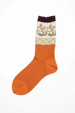 Antipast Am-770 Floral Mosaic Socks Orange| Tights & Socks