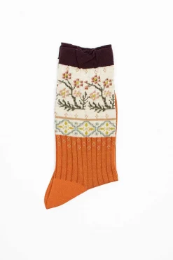 Antipast Am-770 Floral Mosaic Socks Orange| Tights & Socks