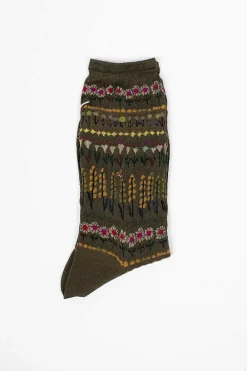 Antipast Am-763 Floret Terrace Socks Khaki| Tights & Socks