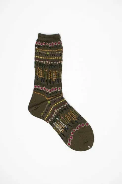 Antipast Am-763 Floret Terrace Socks Khaki| Tights & Socks