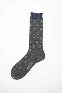 Antipast Am-776 Flower Grid Socks Grey| Tights & Socks