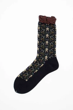 Antipast Am-774 Wall Flower Socks Navy| Tights & Socks