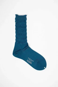 Antipast Am-28A Shirring Sock Turquoise| Tights & Socks