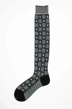 Antipast Am-776Hs Flower Grid Socks Black| Tights & Socks