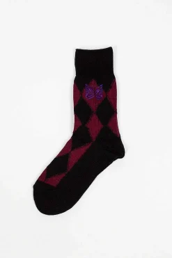 Needles Argyle Jacquard Socks Wine| Tights & Socks