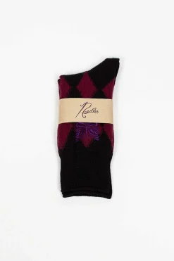 Needles Argyle Jacquard Socks Wine| Tights & Socks