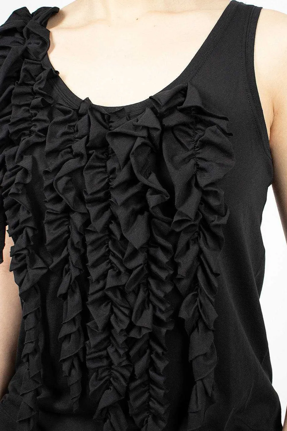 Dries Van Noten Asymmetric Ruffle Top Black| Tops