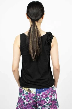Dries Van Noten Asymmetric Ruffle Top Black| Tops