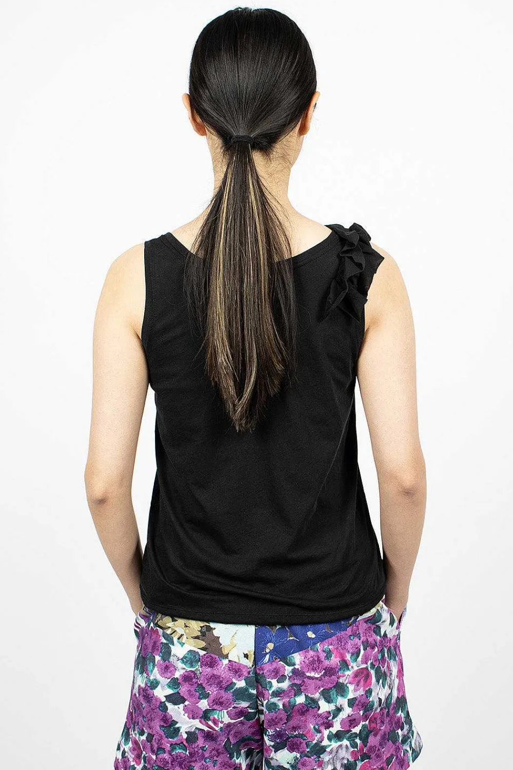 Dries Van Noten Asymmetric Ruffle Top Black| Tops