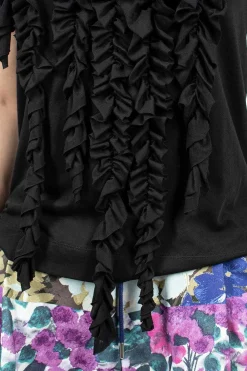 Dries Van Noten Asymmetric Ruffle Top Black| Tops