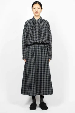 Ichi Antiquités Azumadaki Linen Gingham Skirt| Skirts