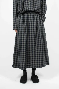 Ichi Antiquités Azumadaki Linen Gingham Skirt| Skirts