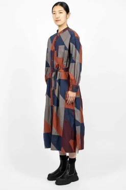 Engineered Garments FWK Banded Collar Dress Burgundy/Geo| Dresses