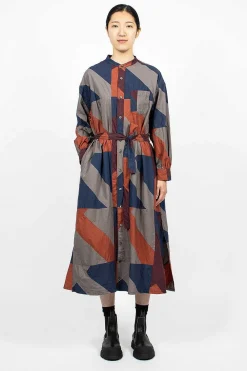 Engineered Garments FWK Banded Collar Dress Burgundy/Geo| Dresses