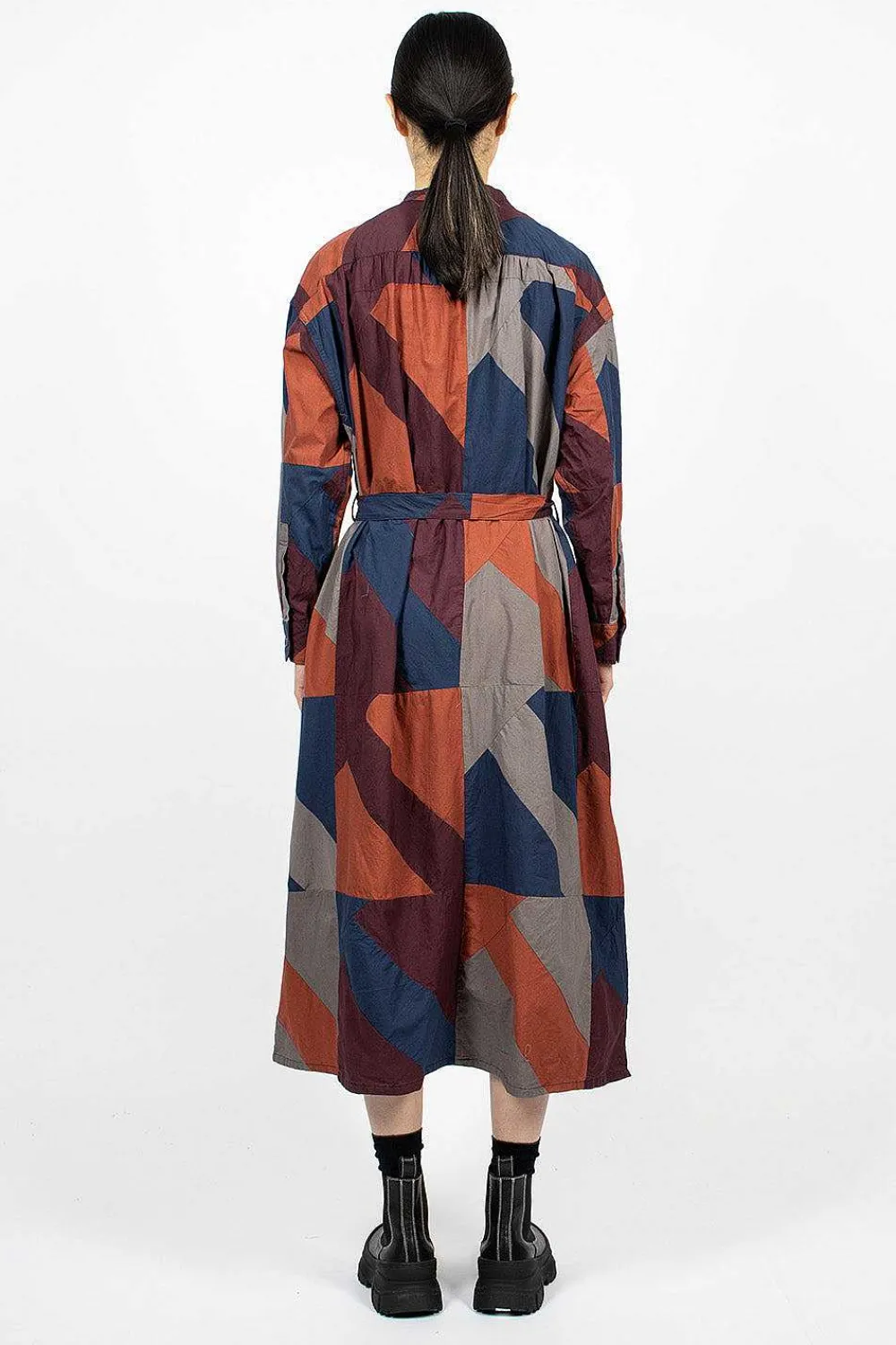Engineered Garments FWK Banded Collar Dress Burgundy/Geo| Dresses