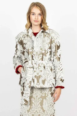 Dries Van Noten Belted Coat Ecru Tapestry| Outerwear