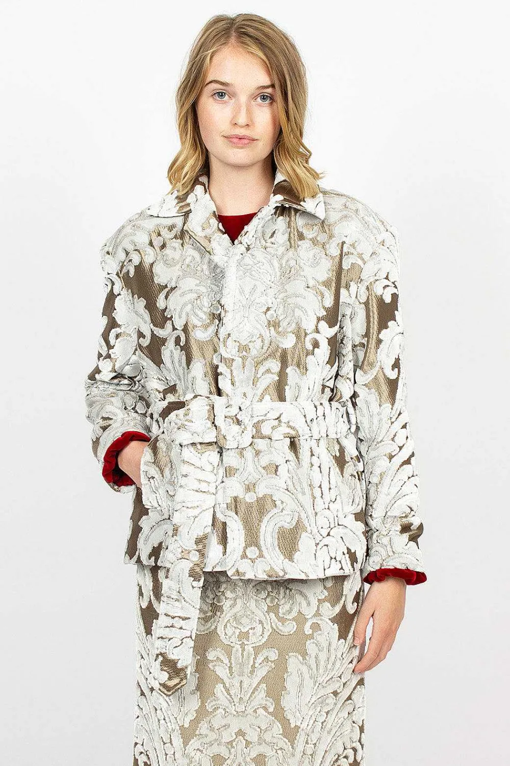 Dries Van Noten Belted Coat Ecru Tapestry| Outerwear