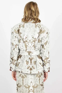 Dries Van Noten Belted Coat Ecru Tapestry| Outerwear