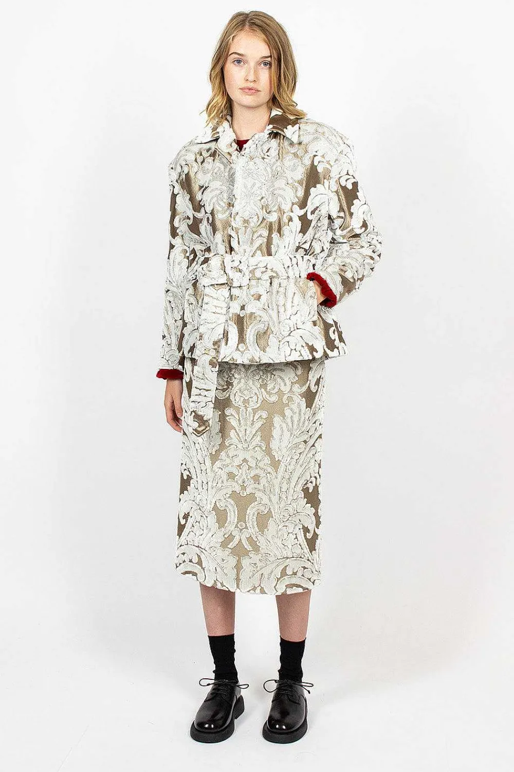 Dries Van Noten Belted Coat Ecru Tapestry| Outerwear