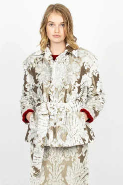 Dries Van Noten Belted Coat Ecru Tapestry| Outerwear