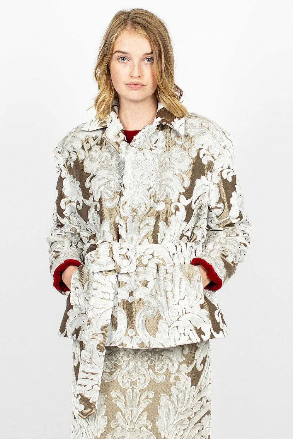 Dries Van Noten Belted Coat Ecru Tapestry| Outerwear