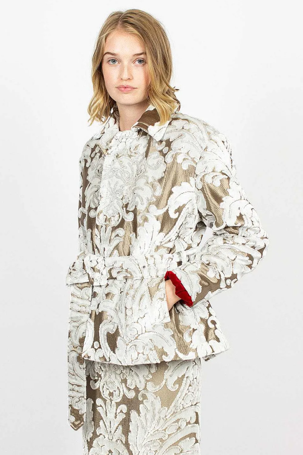 Dries Van Noten Belted Coat Ecru Tapestry| Outerwear