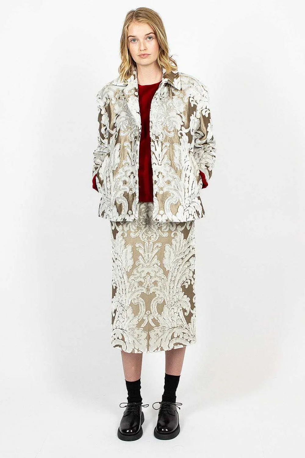Dries Van Noten Belted Coat Ecru Tapestry| Outerwear