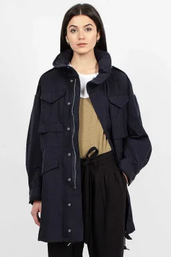 VISVIM Bickle Gabardine Coat Navy| Outerwear