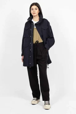 VISVIM Bickle Gabardine Coat Navy| Outerwear