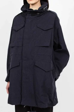 VISVIM Bickle Gabardine Coat Navy| Outerwear