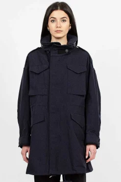 VISVIM Bickle Gabardine Coat Navy| Outerwear