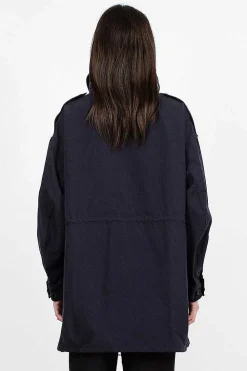 VISVIM Bickle Gabardine Coat Navy| Outerwear
