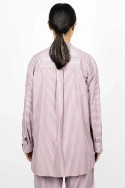 TEKLA Birkenstock 1774 Pyjama Shirt Mauve Stripes| Shirts