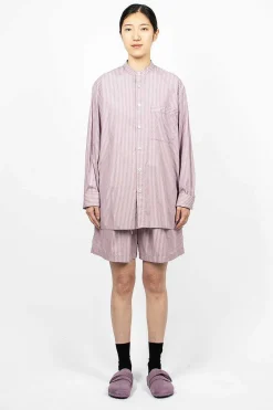 TEKLA Birkenstock 1774 Pyjama Shirt Mauve Stripes| Shirts