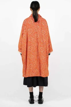 Casey Casey Blob Coat Orange Floral| Outerwear