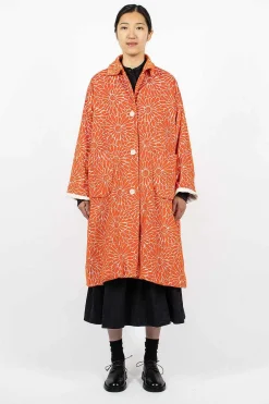 Casey Casey Blob Coat Orange Floral| Outerwear